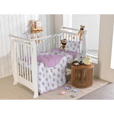 Imagem de Kit Enxoval Berço Menina Princesas 6 peças Malha 100% Algodão - Edroma