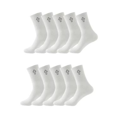 Imagem de Meias Masculinas De Cano Médio 5/10/20 Pares Com Padrão Cruzado Confor