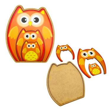 Imagem de Quebra cabeça Infantil Família Coruja Brinquedos Educativos Maninho Cr