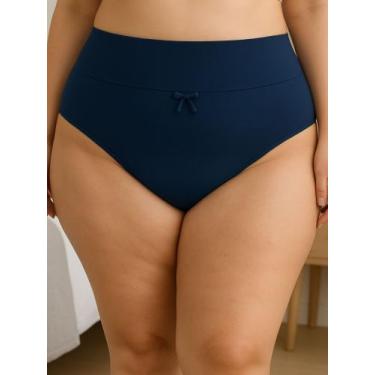 Imagem de Kit Calcinha Plus Size Cintura Alta Tanga Grande Cós Alto 50 52 54 56 