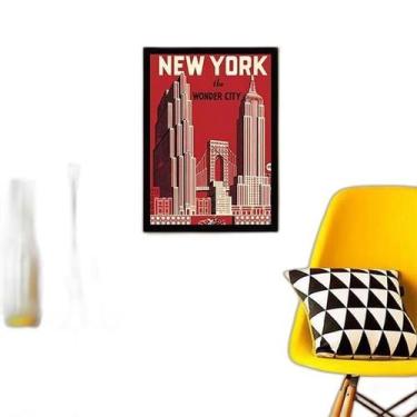 Imagem de Quadro Cart Vintage New York 24X18Cm - Com Vidro - Quadros On-Line