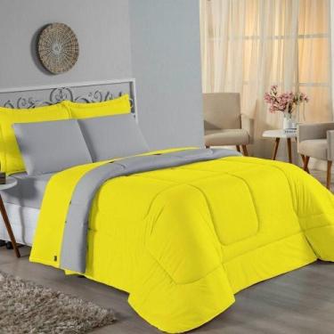 Imagem de Kit Edredom Dupla Face + Jogo De Lençol Casal Viúva Nobre 6 Peças Malh