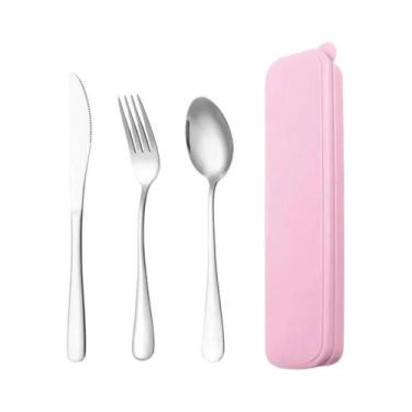 Imagem de Conjunto De Talheres Portátil De Aço Inoxidável Polido Espelhado Com 3