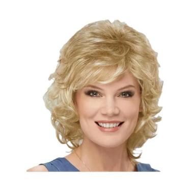 Imagem de Peruca Sintética Curta Cacheada Loira, Cinza, Branca E Marrom Para Mul