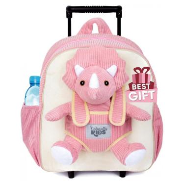 Imagem de Mala de rodinhas infantil com mochila dinossauro de pelúcia para crianças