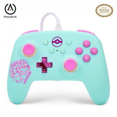 Imagem de Controle com fio PowerA Enhanced para Nintendo Switch Pokémon Sweet Friends com entrada de áudio e botões avançados mapeáveis