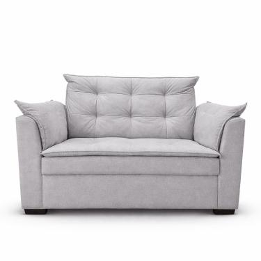 Imagem de Sofá Namoradeira 2 Lugares Sala Confortável Requinte Recepção Moderno Linho Cinza