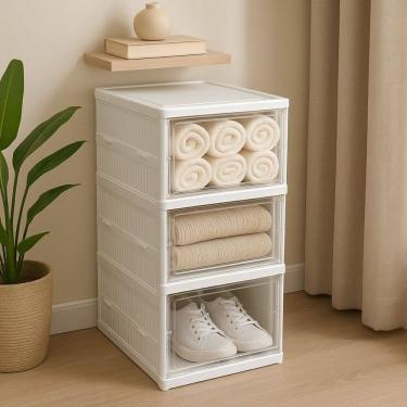 Imagem de Organizador de Sapatos e Roupas Multiuso Empilhável Slim - 3 Andares