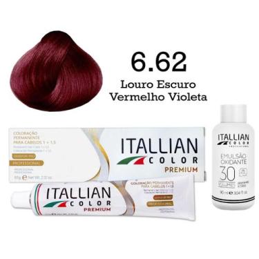 Imagem de Kit Coloração Itallian Color 6.62 Louro Escuro Vermelho Violeta + Oxi 