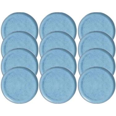 Imagem de Jogo 12 Pratos Rasos de Sobremesa 21cm Azul Linhas Breeze Po - Porto B