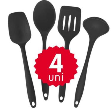 Imagem de Kit Utensílios de Silicone Concha Espátulas Colher Ideal para Panelas 