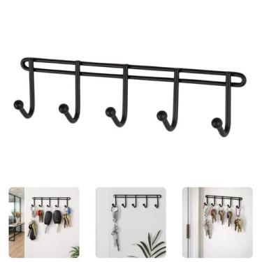 Imagem de Porta Chaves Acessórios Objetos 5 Ganchos De Parede Preto Fosco Organi