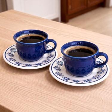 Imagem de Xícaras Pires Oxford Donna Margaridas Jogo Kit 10pçs 200ml - Genérico