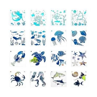 Imagem de Moldes De Estêncil Reutilizáveis Com Tema Oceânico Para Crianças, Mate