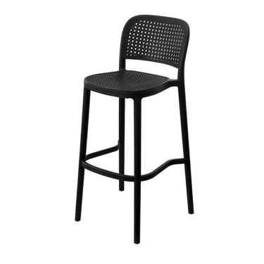 Imagem de Banqueta Alta Amis Or Design 103 Cm Altura Polipropileno Preto Assento Encosto Simulando Palha Preto