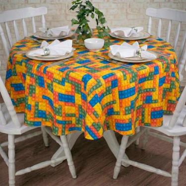 Imagem de Toalha de Mesa Redonda em Tecido Jacquard Estampado Lego, 2,80
