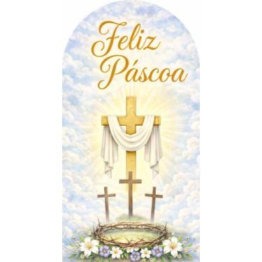 Imagem de Painel Romano de Tecido Sublimado Feliz Pascoa Diversos 100x200 cm - F