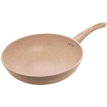 Imagem de Frigideira Wok Indução 28 em Alumínio com Revestimento Cerâmico Bege L