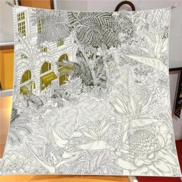 Imagem de Lenço De Seda Twill 90x90CM Hawaii, Moda De Verão, Proteção Solar, Est