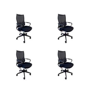 Imagem de Kit 4 Cadeiras De Escritório Presidente Oficial Verona Sem Apoio - Ofi