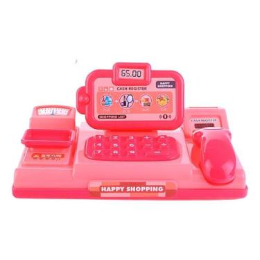 Imagem de Mini Caixa Registradora Infantil Rosa Scanner Balança Mercado Brinqued