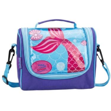 Imagem de Lancheira Térmica Escolar Infantil Juvenil Transversal Bolsa Sereia Feminino Menina Cristal Grande Impermeavel Isolada Passeio