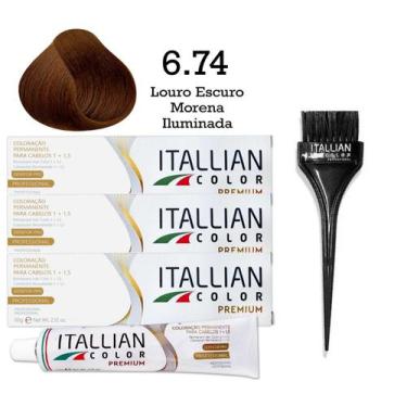 Imagem de 3 Unidades Coloração 6.74 Louro Escuro Morena Iluminada  Itallian Colo