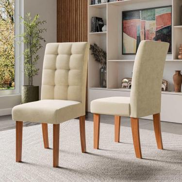 Imagem de Kit 2 Cadeiras De Jantar Estofadas Multimóveis Cr50255 Cinamomo-bege