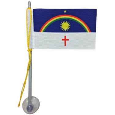 Imagem de Mini Bandeira da Pernambuco com Ventosa 5 e 5cm X 8 e 5cm para Fixação em Vidro com Pedestal Azul SP Bandeiras