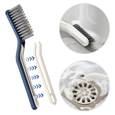 Imagem de Escova de Limpeza Escova Pinça Multiuso para Cantos e Rejuntes em Plástico com Pinça 2 em 1 para Banheiro Cozinha Área