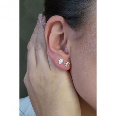 Imagem de Brinco Floratta Joias Duo Nossa Senhora da Graça e Cruz em Prata 925 Delicado Prata Feminino