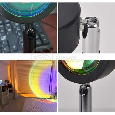 Imagem de Luminária Projetor Smart Tech Mini Ring Light Sunset Sol para Efeito Pôr do Sol Cabeça Ajustável USB 5V 5W Amarelo