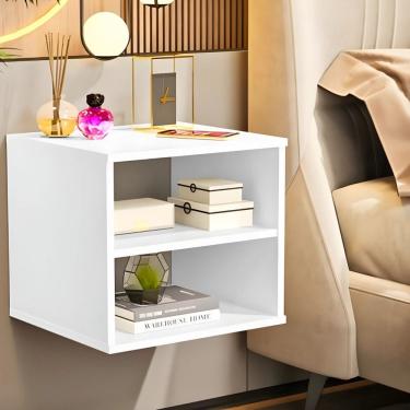 Imagem de Mesa de Cabeceira Nicho Mesinha Decoração Quarto Sala Branco
