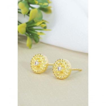 Imagem de Brinco Círculo Pequeno Com Zircônia Central Banhado Em Ouro 18k [f027]