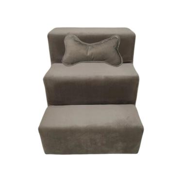 Imagem de Escada Para Pet 3 Degraus Veludo Para Gatos E Cachorros Cappuccino