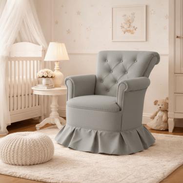 Imagem de Poltrona Amamentação Quarto Bebê Confortável Descanso Sala Leitura Suede Cinza