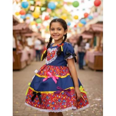 Imagem de Vestido Infantil Festa Junina Julina Quadrilha Caipira Luxo - Festa Lu