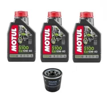 Imagem de Kit Troca Óleo Motul 5100 10w40 4t 3l + Filtro Mt 07/09 Xj6