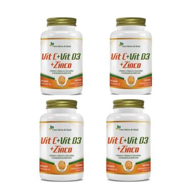 Imagem de Kit 4 Vitamina C + Vitamina D3 + Zinco 4x60 cps Flora Nativa-Unissex