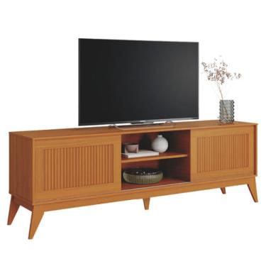 Imagem de Rack Bancada para TV até 65 Polegadas 1,80m Ripado Impressão 3D 2 Portas Cedro King edn