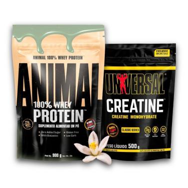 Imagem de Kit Animal 100% Whey Protein 900g + Creatina Monohidratada 500g - Universal Nutrition-U...