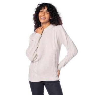 Imagem de Blusa Feminina Oliveira Malhas Tricot Tranças Areia-Feminino