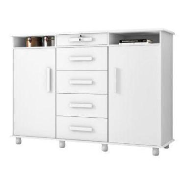 Imagem de Cômoda Sapateira 2 Portas 5 Gavetas - Móveis Lanza Lisboa Plus, Branco
