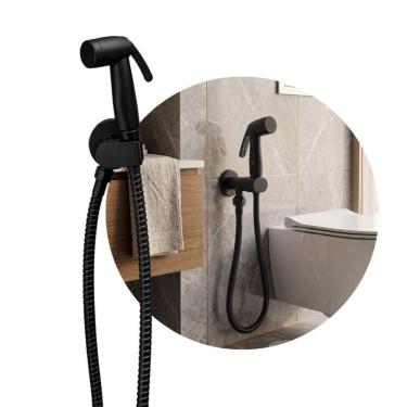 Imagem de Ducha Higiênica Universal Preto Fosco Sem Furo Parede