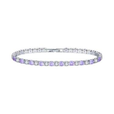 Imagem de Pulseira De Tênis Feminina De Luxo Em Prata Com Zircônia De Cristal Ar