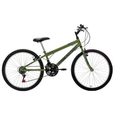 Imagem de Bicicleta Eden Mountain Bike Aro 24 Quadro Aço 18 Marchas V-Brake Verde Militar Free Ac...