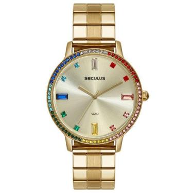 Imagem de Relógio SECULUS Feminino Cristais Coloridos Dourado Referência: 44253L