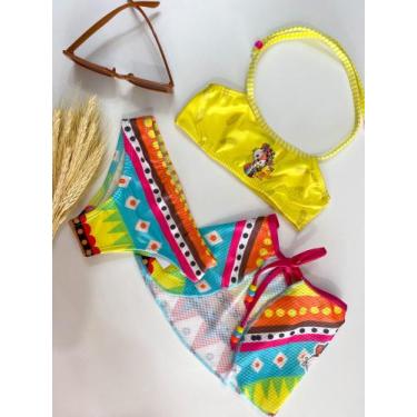 Imagem de Kit Biquini infantil - Peixokids , P, Amarelo