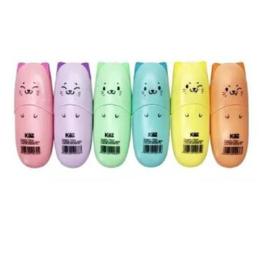 Imagem de Caneta Marca Texto Minipets C/6 Cores Pasteis - Kaz