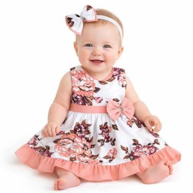 Imagem de Vestido Para Bebê Menina Ariele Luxo Algodão 02 Peças - Girassol Enxov